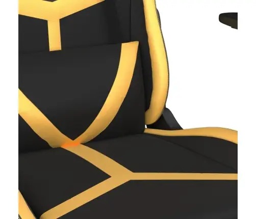 Masāžas Datorspēļu Krēsls, Melna Un Zeltaina Mākslīgā Āda Vidaxl
