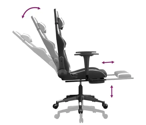 Masāžas Datorkrēsls Ar Kāju Balstu, Melna Un Balta Mākslīgā Āda Vidaxl