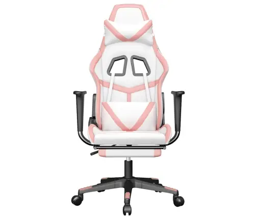 Masāžas Datorkrēsls Ar Kāju Balstu, Balta Un Rozā Mākslīgā Āda Vidaxl