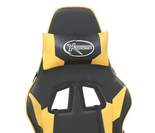 Masāžas Datorspēļu Krēsls, Melna Un Zeltaina Mākslīgā Āda Vidaxl