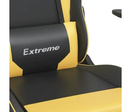 Masāžas Datorspēļu Krēsls, Melna Un Zeltaina Mākslīgā Āda Vidaxl