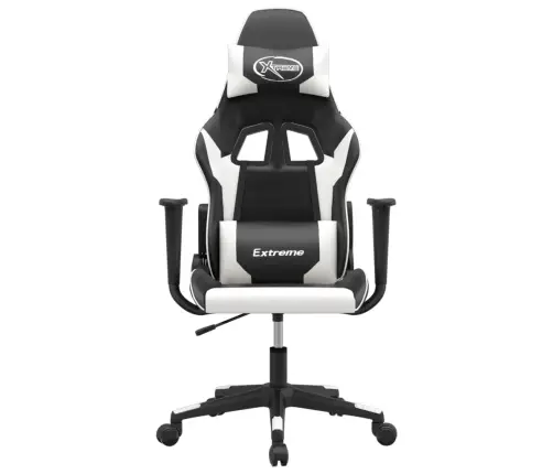 Masažinė Žaidimų Kėdė, Juodos Ir Baltos Spalvos, Dirbtinė Oda