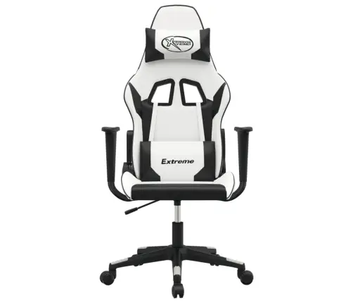 Masāžas Datorspēļu Krēsls, Balta Un Melna Mākslīgā Āda Vidaxl