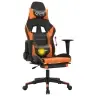 Masāžas Datorkrēsls Ar Kāju Balstu, Melna, Oranža Mākslīgā Āda Vidaxl