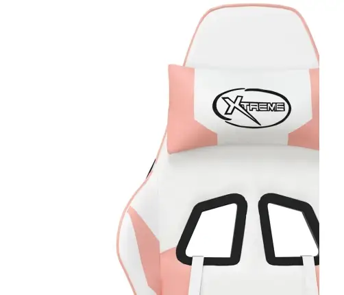 Masāžas Datorkrēsls Ar Kāju Balstu, Balta Un Rozā Mākslīgā Āda Vidaxl