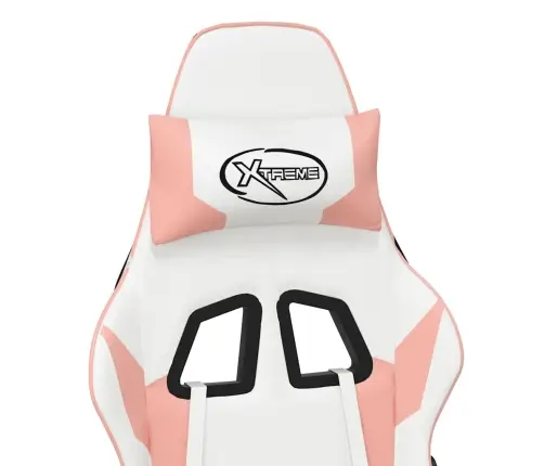 Masāžas Datorkrēsls Ar Kāju Balstu, Balta Un Rozā Mākslīgā Āda Vidaxl