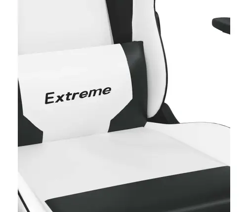 Masāžas Datorkrēsls Ar Kāju Balstu, Balta Un Melna Mākslīgā Āda Vidaxl