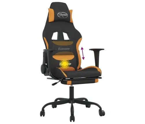 Masāžas Datorspēļu Krēsls Ar Kāju Balstu, Melns, Oranžs Audums Vidaxl