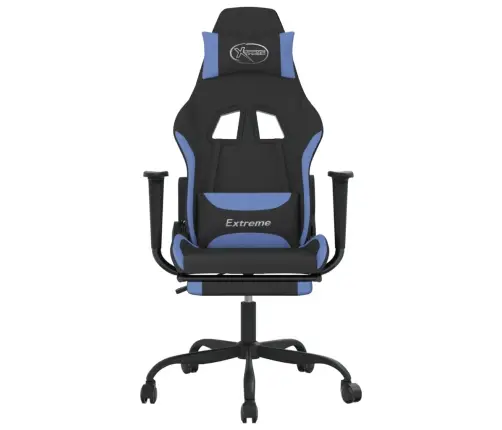 Masāžas Datorspēļu Krēsls Ar Kāju Balstu, Melns Un Zils Audums Vidaxl