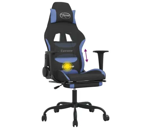 Masāžas Datorspēļu Krēsls Ar Kāju Balstu, Melns Un Zils Audums Vidaxl