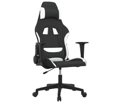 Masažinė Žaidimų Kėdė, Juodos Ir Baltos Spalvos, Audinys