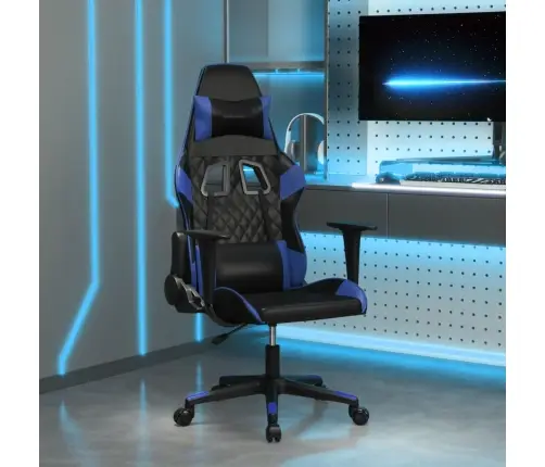 Masāžas Datorspēļu Krēsls, Melna Un Zila Mākslīgā Āda Vidaxl