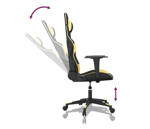 Masāžas Datorspēļu Krēsls, Melna Un Zeltaina Mākslīgā Āda Vidaxl