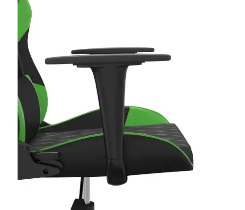Masāžas Datorspēļu Krēsls, Melna Un Zaļa Mākslīgā Āda Vidaxl