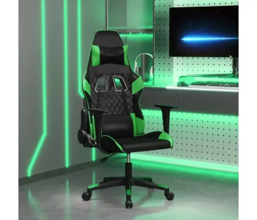 Masāžas Datorspēļu Krēsls, Melna Un Zaļa Mākslīgā Āda Vidaxl