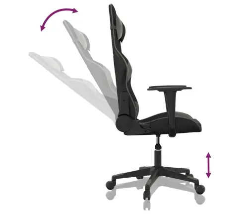 Masažinė Žaidimų Kėdė, Juodos Ir Pilkos Spalvos, Dirbtinė Oda