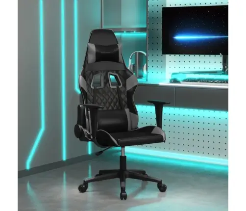 Masažinė Žaidimų Kėdė, Juodos Ir Pilkos Spalvos, Dirbtinė Oda