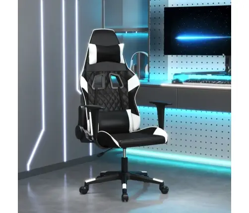 Masāžas Datorspēļu Krēsls, Melna Un Balta Mākslīgā Āda Vidaxl