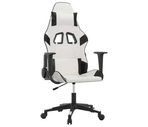 Masažinė Žaidimų Kėdė, Baltos Ir Juodos Spalvos, Dirbtinė Oda