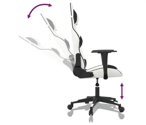 Masažinė Žaidimų Kėdė, Baltos Ir Juodos Spalvos, Dirbtinė Oda