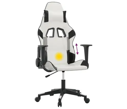 Masažinė Žaidimų Kėdė, Baltos Ir Juodos Spalvos, Dirbtinė Oda