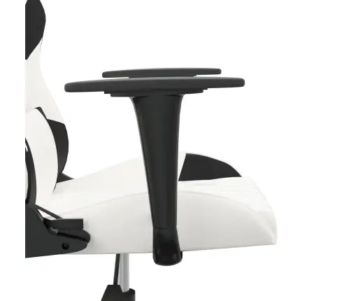 Masažinė Žaidimų Kėdė, Baltos Ir Juodos Spalvos, Dirbtinė Oda