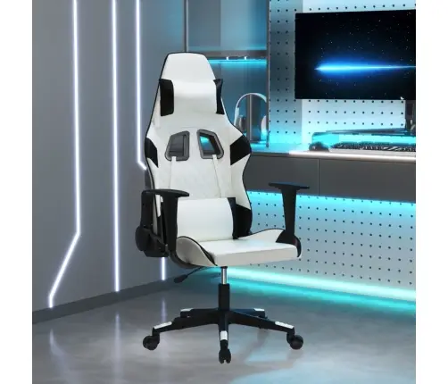 Masažinė Žaidimų Kėdė, Baltos Ir Juodos Spalvos, Dirbtinė Oda