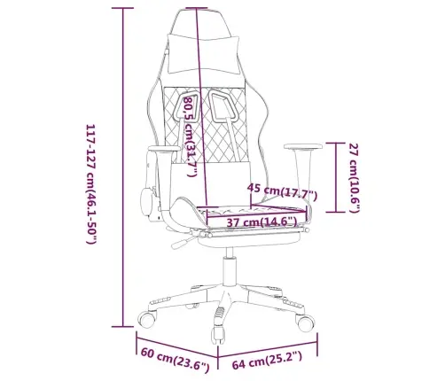 Masāžas Datorkrēsls Ar Kāju Balstu, Melna, Pelēka Mākslīgā Āda Vidaxl