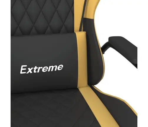 Masāžas Datorspēļu Krēsls, Melna Un Zeltaina Mākslīgā Āda Vidaxl