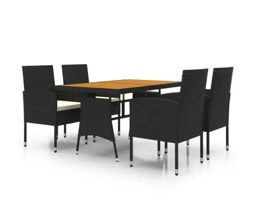 Lauko Valgomojo Komplektas, 5 Dalių, Juodas, Poliratanas