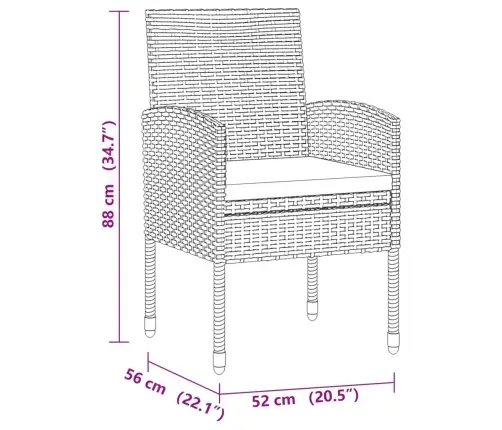 Lauko Valgomojo Komplektas, 5 Dalių, Juodas, Poliratanas