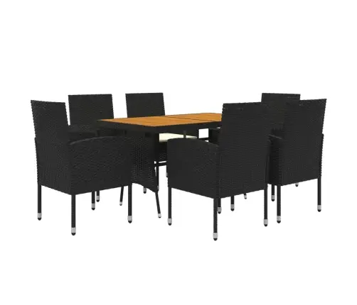 7-Daļīgs Dārza Mēbeļu Komplekts, Melna Pe Rotangpalma Vidaxl