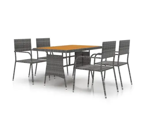 5-Daļīgs Dārza Mēbeļu Komplekts, Pelēka Pe Rotangpalma Vidaxl