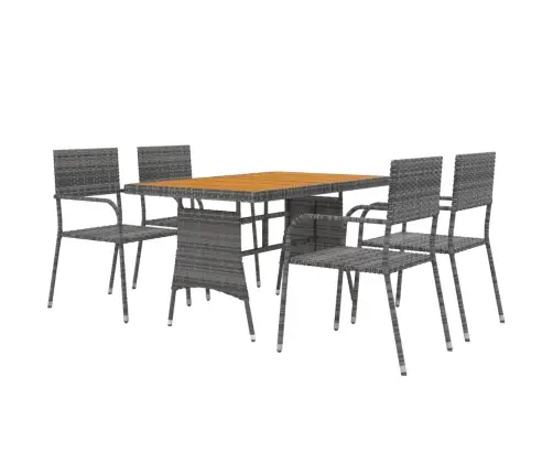 5-Daļīgs Dārza Mēbeļu Komplekts, Pelēka Pe Rotangpalma Vidaxl