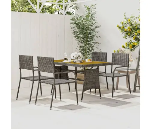 5-Daļīgs Dārza Mēbeļu Komplekts, Pelēka Pe Rotangpalma Vidaxl