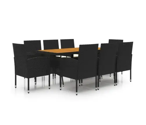 Lauko Valgomojo Komplektas, 9 Dalių, Juodas, Poliratanas