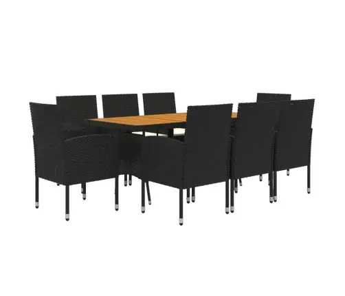 Lauko Valgomojo Komplektas, 9 Dalių, Juodas, Poliratanas