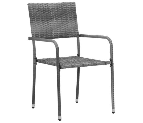 Lauko Valgomojo Baldų Komplektas, 9 Dalių, Pilkas, Poliratanas