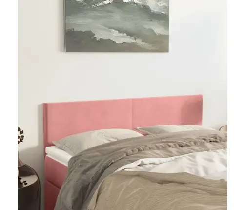 Gultas Galvgaļi, 2 Gab., 72X5X78/88 Cm, Rozā Samts Vidaxl