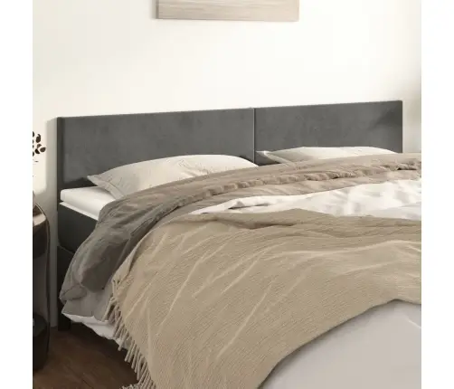 Gultas Galvgaļi, 2 Gab., 100X5X78/88 Cm, Tumši Pelēks Samts Vidaxl