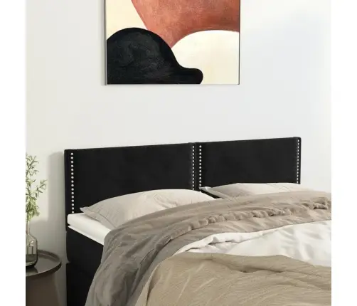 Gultas Galvgaļi, 2 Gab., 72X5X78/88 Cm, Melns Samts Vidaxl