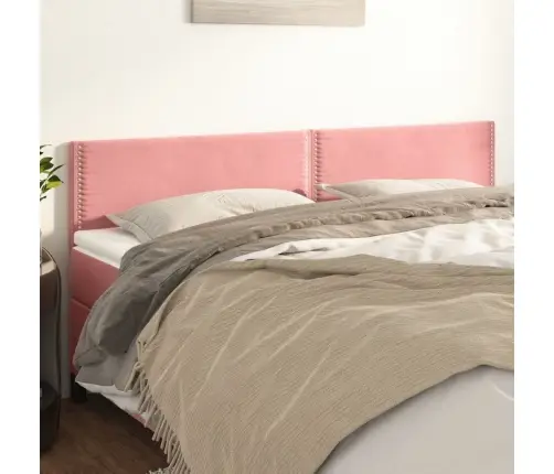 Gultas Galvgaļi, 2 Gab., 100X5X78/88 Cm, Rozā Samts Vidaxl Gultas Galvgaļi, 2 Gab., 100X5X78/88 Cm, Rozā Samts Vidaxl