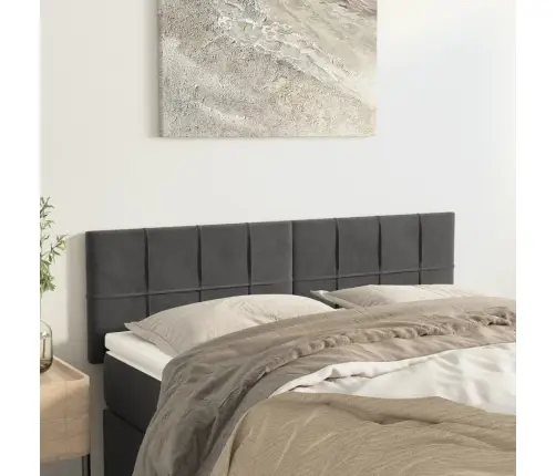 Gultas Galvgaļi, 2 Gab., 72X5X78/88 Cm, Tumši Pelēks Samts Vidaxl