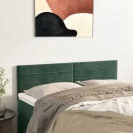 Gultas Galvgaļi, 2 Gab., 72X5X78/88 Cm, Tumši Zaļš Samts Vidaxl