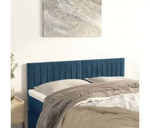 Voodipeatsid 2 Tk, Tumesinine, 72X5X78/88 cm Samet