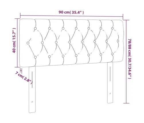 Gultas Galvgalis, 90X7X78/88 Cm, Melns Samts Vidaxl
