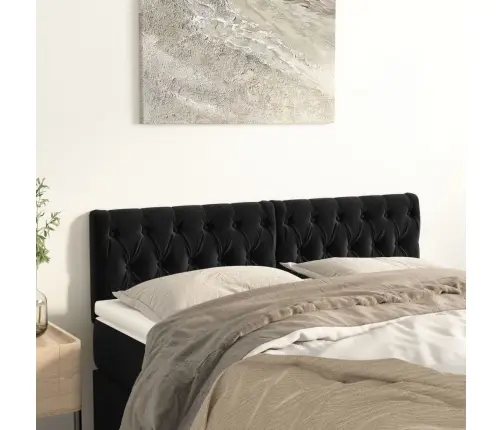 Gultas Galvgaļi, 2 Gab., 72 X 7 X 78/88 Cm, Melns Samts Vidaxl