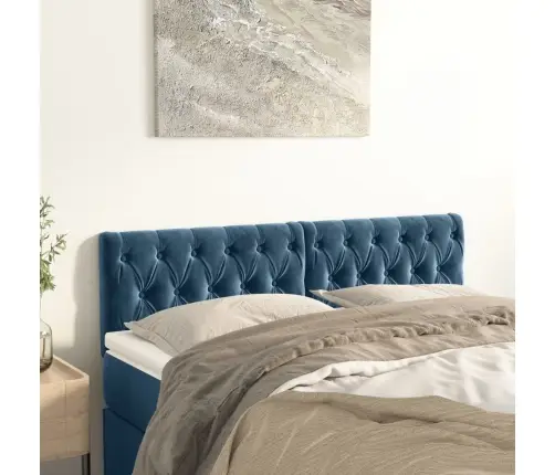Gultas Galvgaļi, 2 Gab., 72 X 7 X 78/88 Cm, Tumši Zils Samts Vidaxl