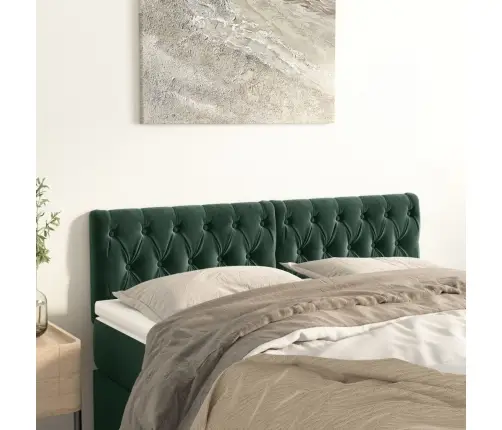 Gultas Galvgaļi, 2 Gab., 80X7X78/88 Cm, Tumši Zaļš Samts Vidaxl