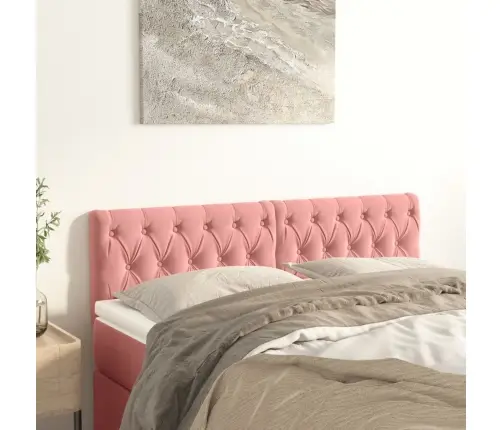 Voodipeatsid 2 Tk, Roosa, 80X7X78/88 cm Samet Voodipeatsid 2 Tk, Roosa, 80X7X78/88 cm Samet